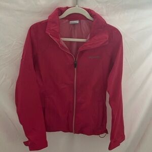 Columbia:Pink Windjacket- pockets, hood, cinch waist, adjustable/ Velcro wrist-S